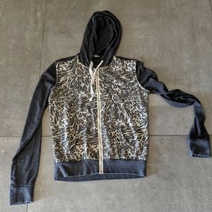 Abbot Main Gray Hoodie with Leopard Front